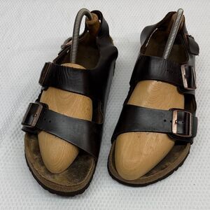 Birkenstock Milano Brown Leather Sandals with Buckles Size 11